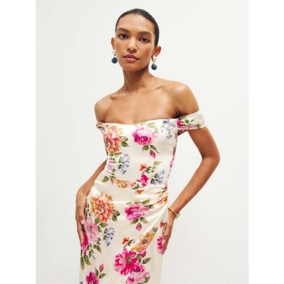 💕REFORMATION💕 Genesis Silk Dress ~ Giverny Floral Print 100% Silk 12 NWT - Picture 2 of 16